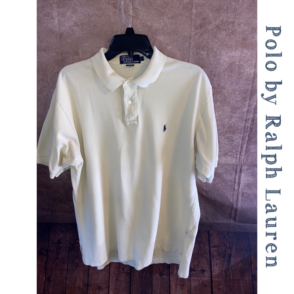 Polo by Ralph Lauren Beige Short Sleeve Polo Shirt Classic-Men’s size Large-EUC